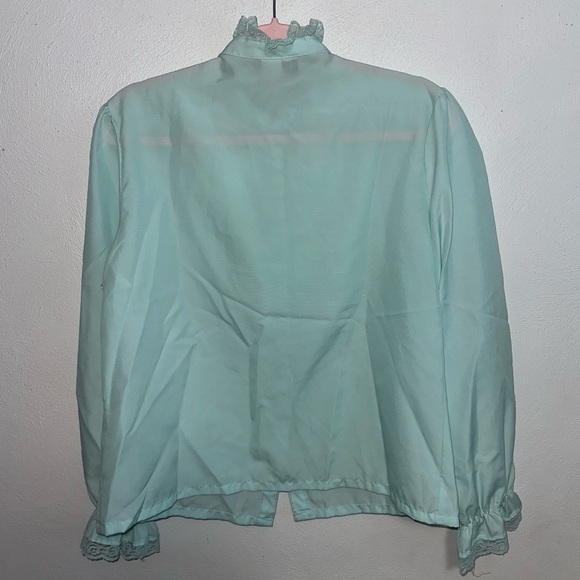Vintage Mint Ruffled Lace Trim Top - Picture 9 of 11